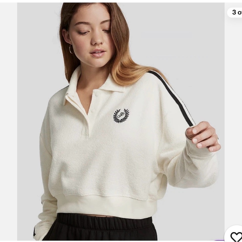 Victoria's Secret PINK Fleece Cropped Polo Sweatshirt White
Sz: L